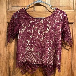 Express Lace Overlay Crop Tee